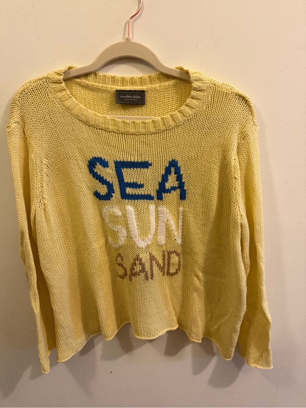 Wooden Ships Yellow SEA SUN SAND Knit Crewneck Sweater
